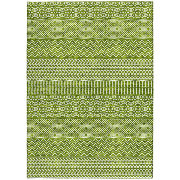 Homeroots 3' Washable Indoor Outdoor Area Rug With Chevron Design - Durable, Stain Resistant, Versatile Décor Lime Green Polyester 612275