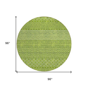 Homeroots 3' Washable Indoor Outdoor Area Rug With Chevron Design - Durable, Stain Resistant, Versatile Décor Lime Green Polyester 612276