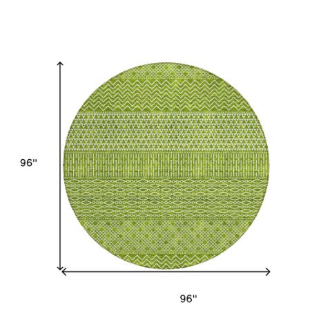 Homeroots 3' Washable Indoor Outdoor Area Rug With Chevron Design - Durable, Stain Resistant, Versatile Décor Lime Green Polyester 612276