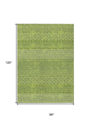 Homeroots 3' Washable Indoor Outdoor Area Rug With Chevron Design - Durable, Stain Resistant, Versatile Décor Lime Green Polyester 612277