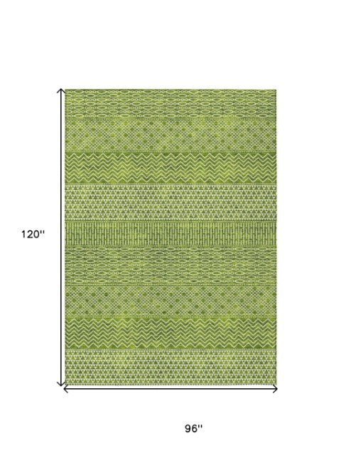 Homeroots 3' Washable Indoor Outdoor Area Rug With Chevron Design - Durable, Stain Resistant, Versatile Décor Lime Green Polyester 612277