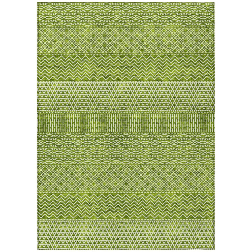 HomeRoots 5' Vibrant Lime Green and Ivory Chevron Area Rug - Stylish, Washable Indoor/Outdoor Décor Solution 8' X 10' 612277