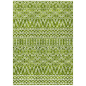 HomeRoots 5' Vibrant Lime Green and Ivory Chevron Area Rug - Stylish, Washable Indoor/Outdoor Décor Solution 8' X 10' 612277