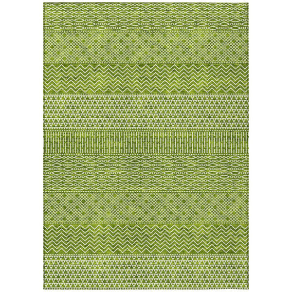 HomeRoots 5' Vibrant Lime Green and Ivory Chevron Area Rug - Stylish, Washable Indoor/Outdoor Décor Solution 8' X 10' 612277