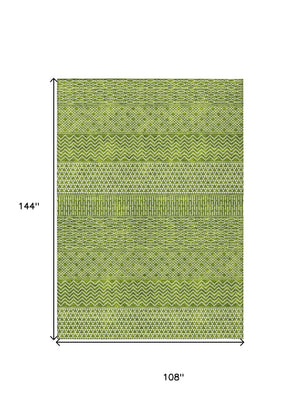 HomeRoots 5' Vibrant Lime Green and Ivory Chevron Area Rug - Stylish, Washable Indoor/Outdoor Décor Solution 9' X 12' 612278