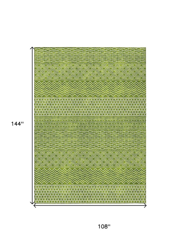 HomeRoots 5' Vibrant Lime Green and Ivory Chevron Area Rug - Stylish, Washable Indoor/Outdoor Décor Solution 9' X 12' 612278