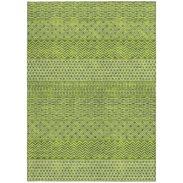 HomeRoots 5' Vibrant Lime Green and Ivory Chevron Area Rug - Stylish, Washable Indoor/Outdoor Décor Solution 10' X 14' 612279