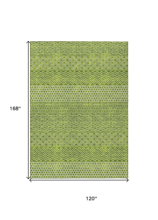 HomeRoots 5' Vibrant Lime Green and Ivory Chevron Area Rug - Stylish, Washable Indoor/Outdoor Décor Solution 10' X 14' 612279