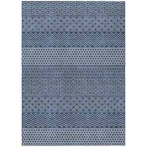 HomeRoots 5' Modern Navy Blue and Ivory Chevron Indoor Outdoor Area Rug – Durable, Washable, Stylish Design 5' X 8' 612281