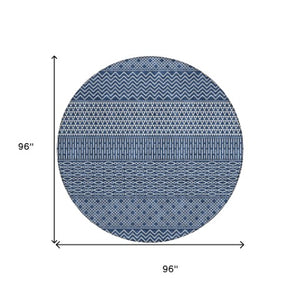 Homeroots 3' Washable Indoor Outdoor Area Rug With Chevron Design - Durable, Stain Resistant, Versatile Décor Navy Blue Polyester 612282