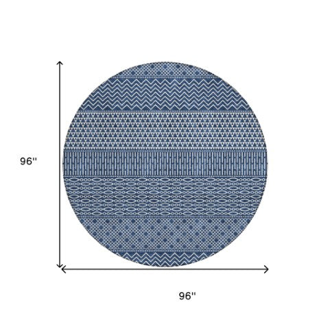 Homeroots 3' Washable Indoor Outdoor Area Rug With Chevron Design - Durable, Stain Resistant, Versatile Décor Navy Blue Polyester 612282