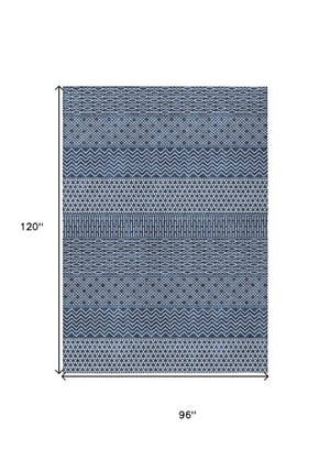 Homeroots 3' Washable Indoor Outdoor Area Rug With Chevron Design - Durable, Stain Resistant, Versatile Décor Navy Blue Polyester 612283