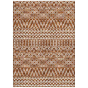 Homeroots 3' Washable Indoor Outdoor Area Rug With Chevron Design - Durable, Stain Resistant, Versatile Décor Orange Polyester 612287