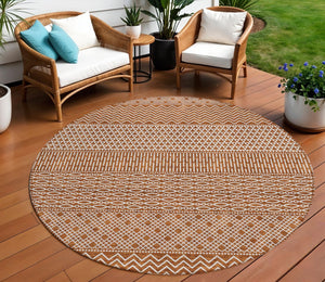 Homeroots 3' Washable Indoor Outdoor Area Rug With Chevron Design - Durable, Stain Resistant, Versatile Décor Orange Polyester 612288