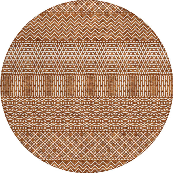 Homeroots 3' Washable Indoor Outdoor Area Rug With Chevron Design - Durable, Stain Resistant, Versatile Décor Orange Polyester 612288