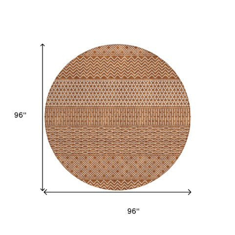 Homeroots 3' Washable Indoor Outdoor Area Rug With Chevron Design - Durable, Stain Resistant, Versatile Décor Orange Polyester 612288