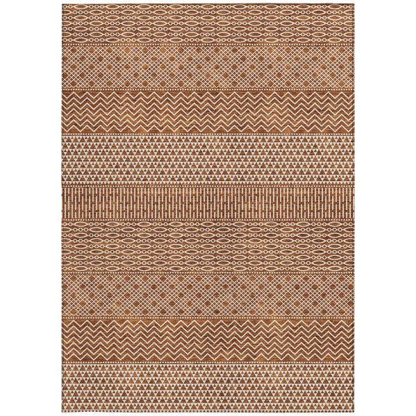 Homeroots 3' Washable Indoor Outdoor Area Rug With Chevron Design - Durable, Stain Resistant, Versatile Décor Orange Polyester 612289