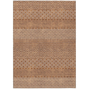 HomeRoots 5' Vibrant Orange and Ivory Chevron Washable Area Rug for Indoor and Outdoor Spaces, Easy Care 8' X 10' 612289
