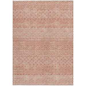 Homeroots 3' Washable Indoor Outdoor Area Rug With Chevron Design - Durable, Stain Resistant, Versatile Décor Salmon Polyester 612292