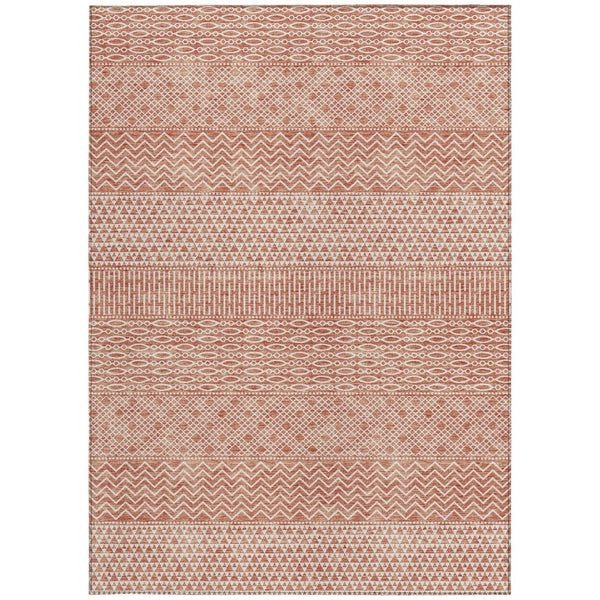 Homeroots 3' Washable Indoor Outdoor Area Rug With Chevron Design - Durable, Stain Resistant, Versatile Décor Salmon Polyester 612292