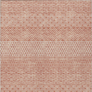 Homeroots 3' Washable Indoor Outdoor Area Rug With Chevron Design - Durable, Stain Resistant, Versatile Décor Salmon Polyester 612292