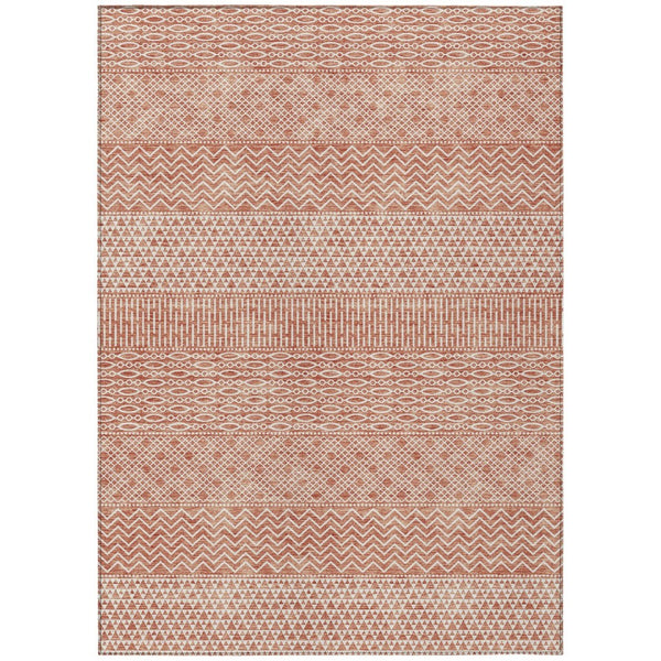 HomeRoots 5' Salmon and Ivory Chevron Area Rug – Stylish, Durable, Washable Indoor/Outdoor Accent for Any Space 5' X 8' 612293