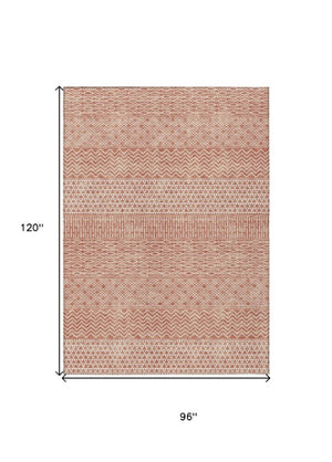 Homeroots 3' Washable Indoor Outdoor Area Rug With Chevron Design - Durable, Stain Resistant, Versatile Décor Salmon Polyester 612295