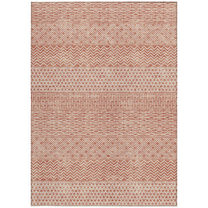 Homeroots 3' Washable Indoor Outdoor Area Rug With Chevron Design - Durable, Stain Resistant, Versatile Décor Salmon Polyester 612295