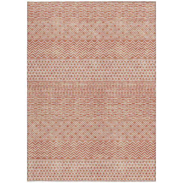Homeroots 3' Washable Indoor Outdoor Area Rug With Chevron Design - Durable, Stain Resistant, Versatile Décor Salmon Polyester 612295