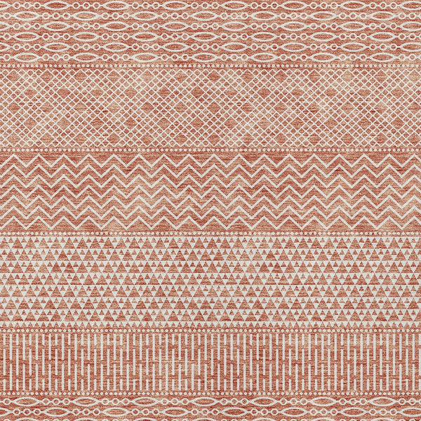 Homeroots 3' Washable Indoor Outdoor Area Rug With Chevron Design - Durable, Stain Resistant, Versatile Décor Salmon Polyester 612296