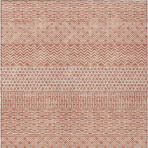Homeroots 3' Washable Indoor Outdoor Area Rug With Chevron Design - Durable, Stain Resistant, Versatile Décor Salmon Polyester 612297