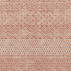 Homeroots 3' Washable Indoor Outdoor Area Rug With Chevron Design - Durable, Stain Resistant, Versatile Décor Salmon Polyester 612297