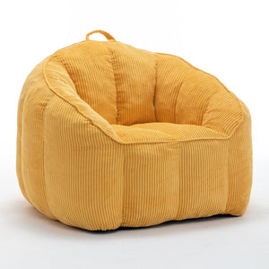 English Elm Giant Corduroy Bean Bag with Armrests Shredded Foam Lounge Chair for Living Room Yellow W2200P442626