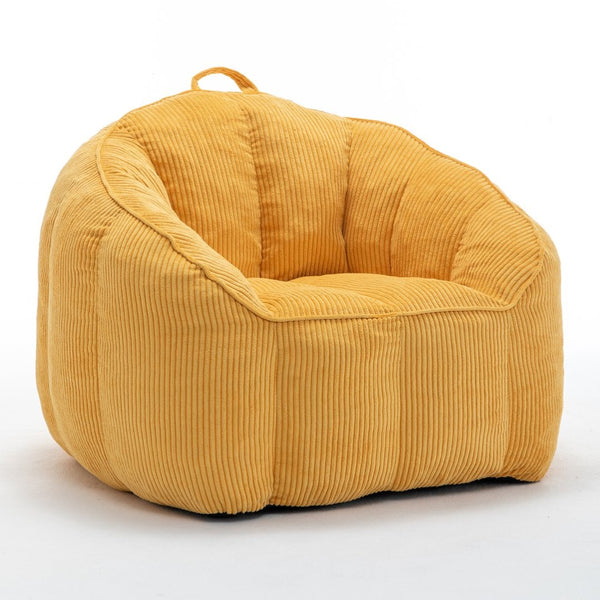 English Elm Giant Corduroy Bean Bag with Armrests Shredded Foam Lounge Chair for Living Room Yellow W2200P442626