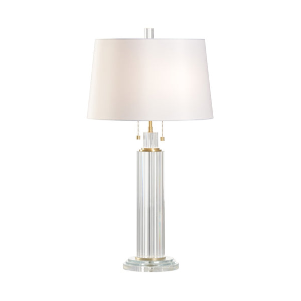 Wildwood Catania Crystal Rod Table Lamp With Antique Brass Accents And Off-White Linen Shade For Elegant Rooms 61230