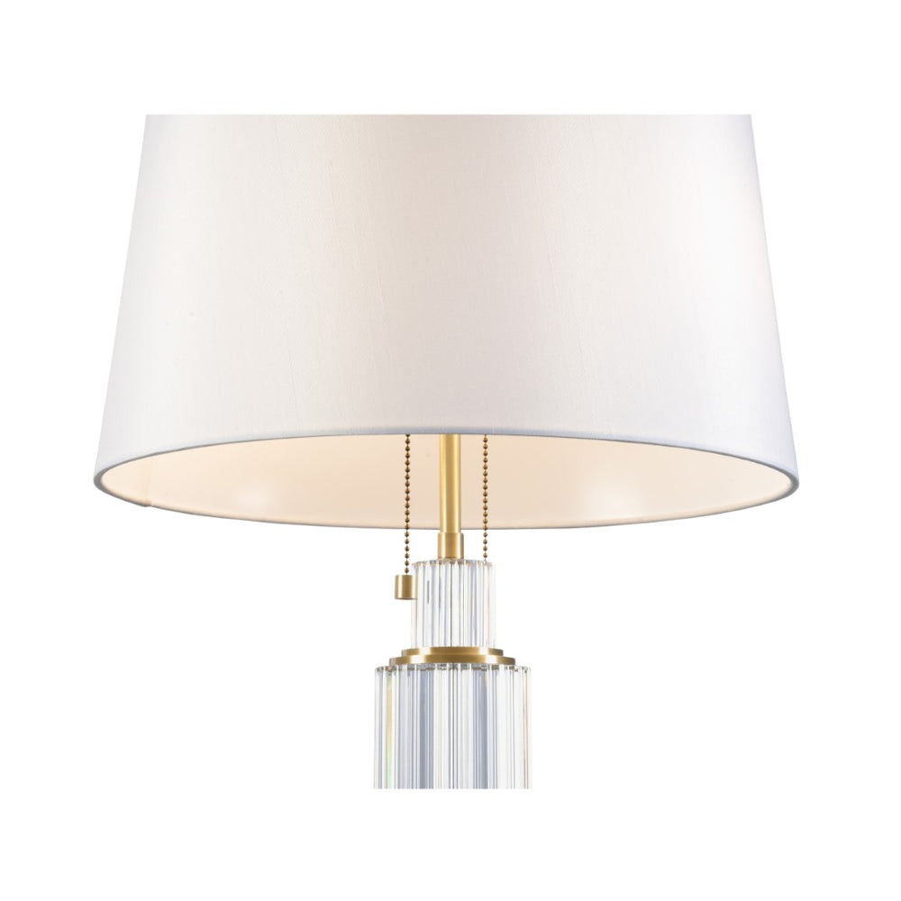 Wildwood Catania Crystal Rod Table Lamp With Antique Brass Accents And Off-White Linen Shade For Elegant Rooms 61230