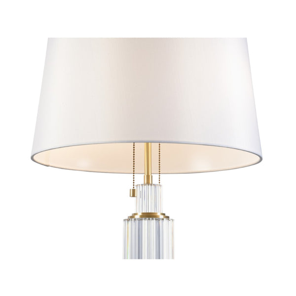 Wildwood Catania Crystal Rod Table Lamp With Antique Brass Accents And Off-White Linen Shade For Elegant Rooms 61230