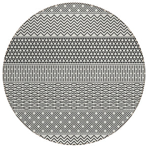 HomeRoots 5' Stylish Black and White Chevron Washable Area Rug for Indoor and Outdoor Use, Durable Design 8' Round 612300