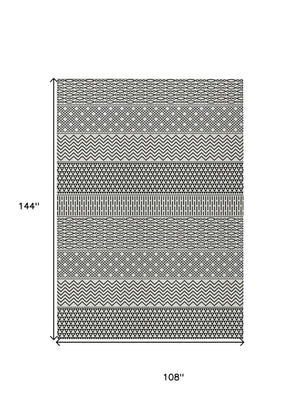 HomeRoots 5' Stylish Black and White Chevron Washable Area Rug for Indoor and Outdoor Use, Durable Design 9' X 12' 612302