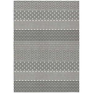 HomeRoots 5' Stylish Black and White Chevron Washable Area Rug for Indoor and Outdoor Use, Durable Design 9' X 12' 612302