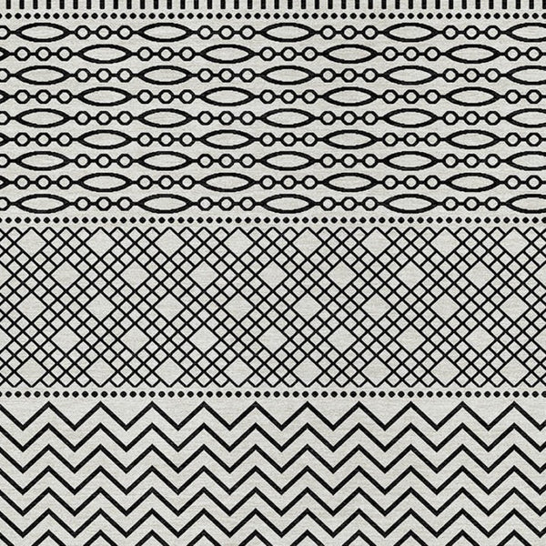 HomeRoots 5' Stylish Black and White Chevron Washable Area Rug for Indoor and Outdoor Use, Durable Design 9' X 12' 612302