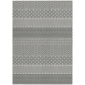 HomeRoots 5' Stylish Black and White Chevron Washable Area Rug for Indoor and Outdoor Use, Durable Design 9' X 12' 612302