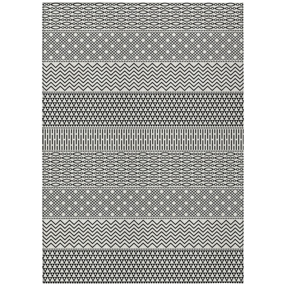 HomeRoots 5' Stylish Black and White Chevron Washable Area Rug for Indoor and Outdoor Use, Durable Design 10' X 14' 612303