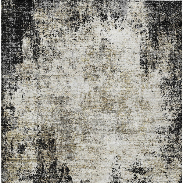HomeRoots 5' Stylish Black Ivory Beige Abstract Washable Area Rug for Indoor and Outdoor Spaces, Durable & Modern 5' X 8' 612305