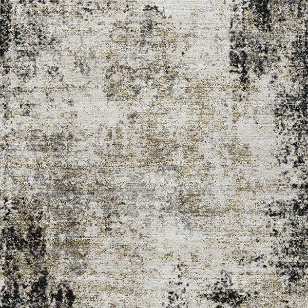HomeRoots 5' Stylish Black Ivory Beige Abstract Washable Area Rug for Indoor and Outdoor Spaces, Durable & Modern 5' X 8' 612305