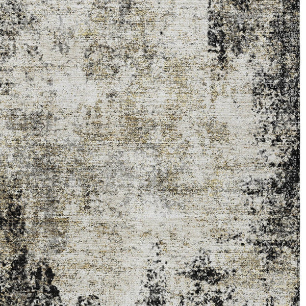HomeRoots 5' Stylish Black Ivory Beige Abstract Washable Area Rug for Indoor and Outdoor Spaces, Durable & Modern 8' X 10' 612307