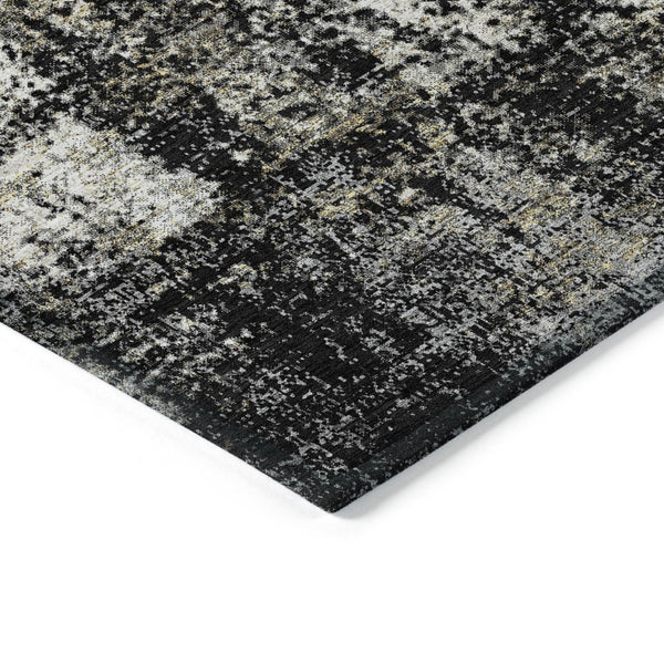 HomeRoots 5' Stylish Black Ivory Beige Abstract Washable Area Rug for Indoor and Outdoor Spaces, Durable & Modern 9' X 12' 612308