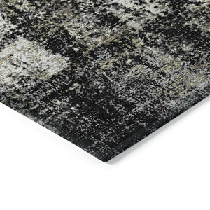 HomeRoots 5' Stylish Black Ivory Beige Abstract Washable Area Rug for Indoor and Outdoor Spaces, Durable & Modern 10' X 14' 612309