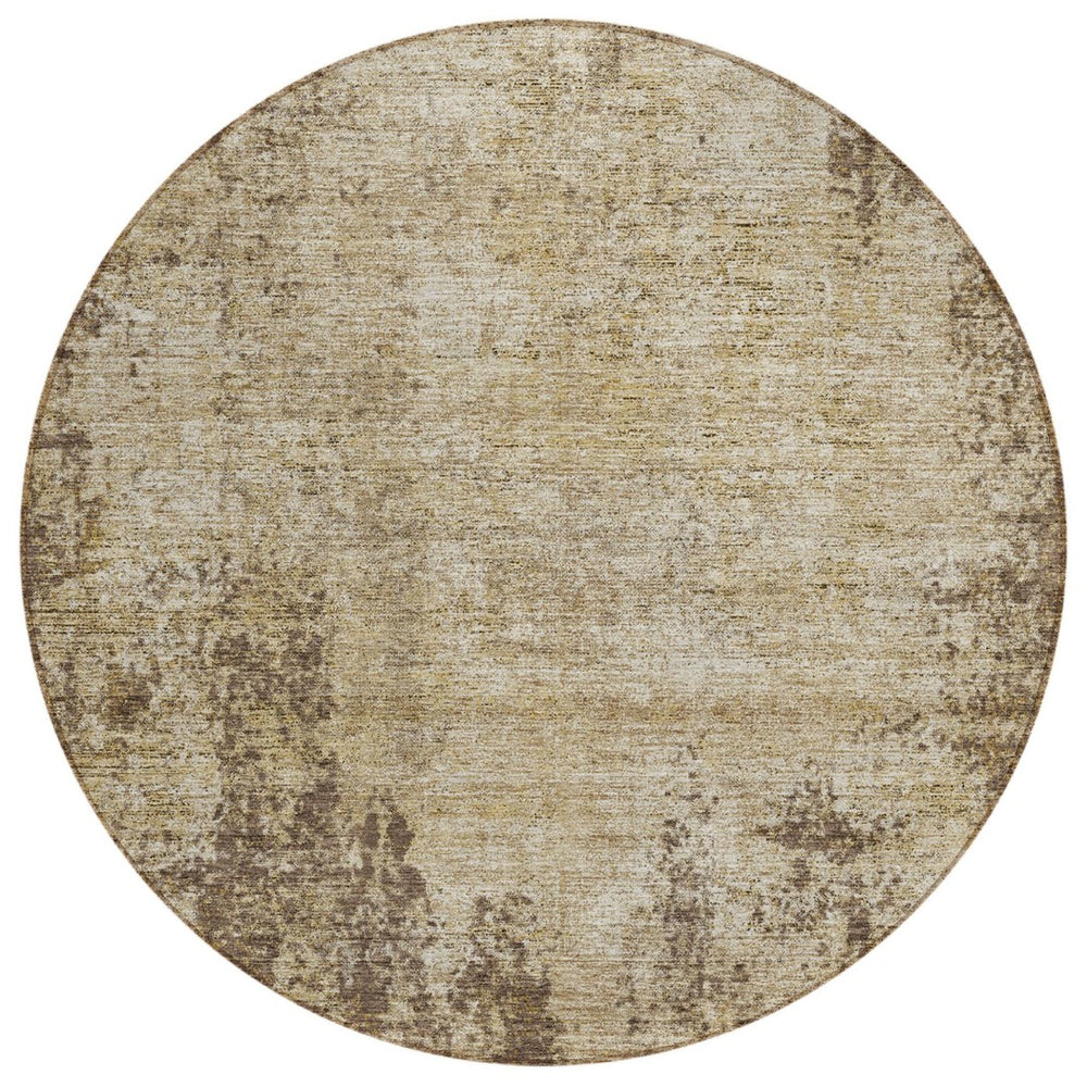HomeRoots 5' Brown and Beige Abstract Area Rug – Stylish, Washable Design for Indoor and Outdoor Spaces 8' Round 612312