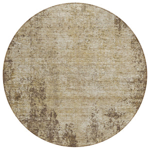 HomeRoots 5' Brown and Beige Abstract Area Rug – Stylish, Washable Design for Indoor and Outdoor Spaces 8' Round 612312